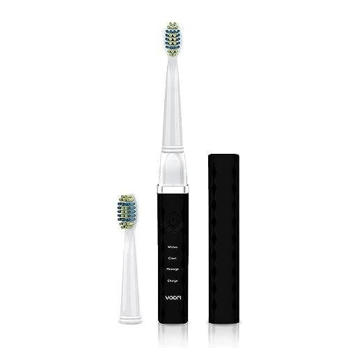 Voom Sonic Pro 3 Rechargeable Electric Toothbrush With Soft Dupont Nylon Bristles Dentist Recommended Portable Oral Care 2-Minute Timer 3 Adjustable Speeds Light Weight Design - Black