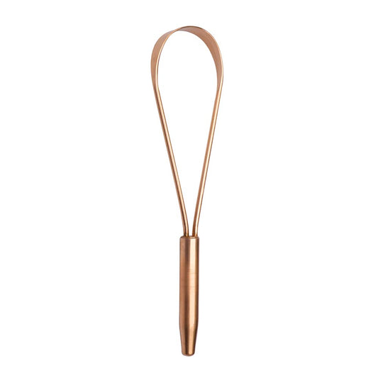 HealthAndYoga™ qLoop Copper Tongue Cleaner - Easy One Hand Use - Larger Surface Coverage - Ayurvedic Copper Health for Fresh Breath and Total Oral Hygiene (Single)