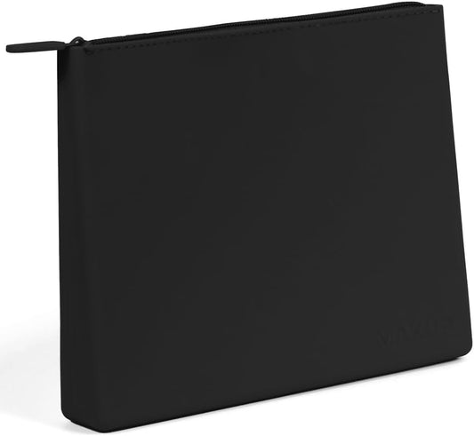 MAKUP Silicone Makeup Bag with Zipper, Washable Bag for Travel, Perfect for Organizing Cosmetics, Brushes, Tools and Toiletries (Black Out)