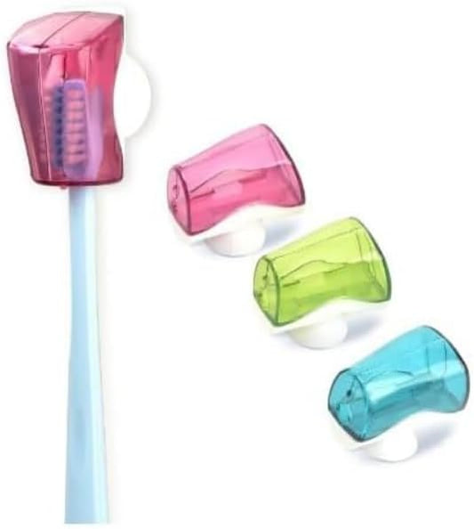3Pcs Multicolor Toothbrush Holder Travel Toothbrush Head Covers with Suction CupBathroom Wall Mount Suction Cup Rack Dustproof Cap Cover for Bathroom Portable Wall Mount Toothbrush Holder Accessories