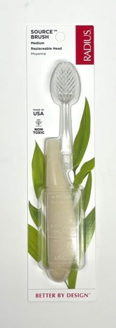 RADIUS Toothbrush Source Floss Brush BPA Free & ADA Accepted Improve Gum Health & Reduce Gum Issues - Medium - Assorted Colors - Pack of 6