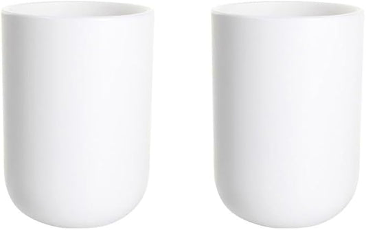 Simple Solid Color Toothbrush Cup PP mouthwash Cup Plastic Cup Toothbrush Holder Cup 2. (White & White)
