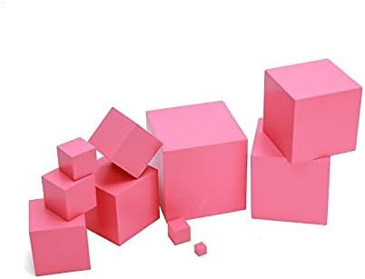 Adena Montessori Wonderfully Sensorial Teaching Toys for Children 2 3 Years Old - Montessori Small Pink Tower 0.7-7cm
