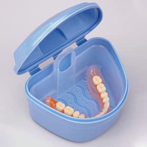 Y-Kelin Denture Retainer Cleaner Kit, Denture Cleaning Case with Denture Brush (Blue)