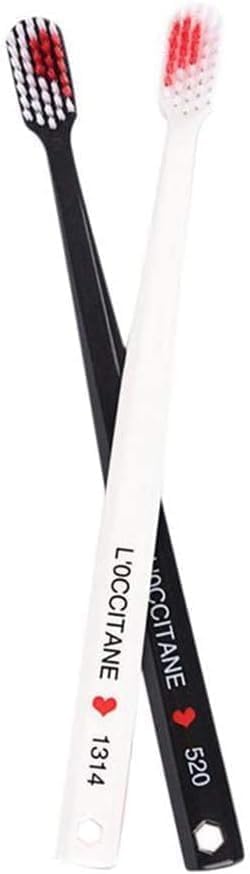 2Pcs Toothbrushes Black and White Heart Shaped Couple toothbrushes eco Friendly Nano toothbrushes Dental Care Brush Manual Firm Bristles, Toothbrush Advanced Design Toothbrushe,Oral Care