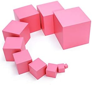 Adena Montessori Wonderfully Sensorial Teaching Toys for Children 2 3 Years Old - Montessori Small Pink Tower 0.7-7cm