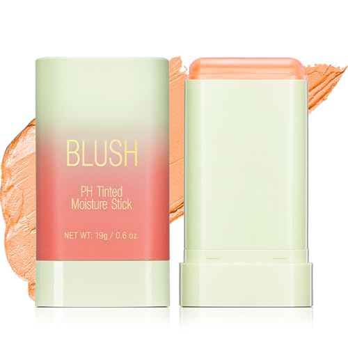 Blush pH Tinted Moisture Stick, Multi-Use Cream Blush Stick, Natural Nude Makeup for Cheeks, Eyes and Lips, Waterproof Natural Nude Makeup, Suitable for All Skin (3# Coral Orange)