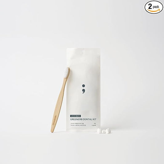 Greenerb Dental Kit - Eco-Friendly Bamboo Toothbrush & Solid Toothpaste Tablets | Travel & Zero-Waste Oral Care Set