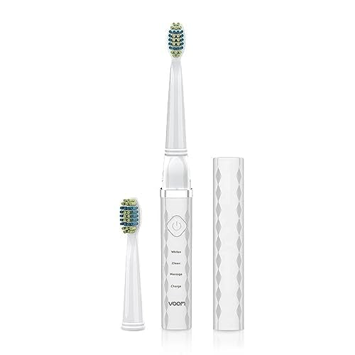 Voom Sonic Pro 3 Rechargeable Electric Toothbrush With Soft Dupont Nylon Bristles Dentist Recommended Portable Oral Care 2-Minute Timer 3 Adjustable Speeds Light Weight Design - White