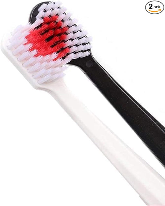 2Pcs Toothbrushes Black and White Heart Shaped Couple toothbrushes eco Friendly Nano toothbrushes Dental Care Brush Manual Firm Bristles, Toothbrush Advanced Design Toothbrushe,Oral Care