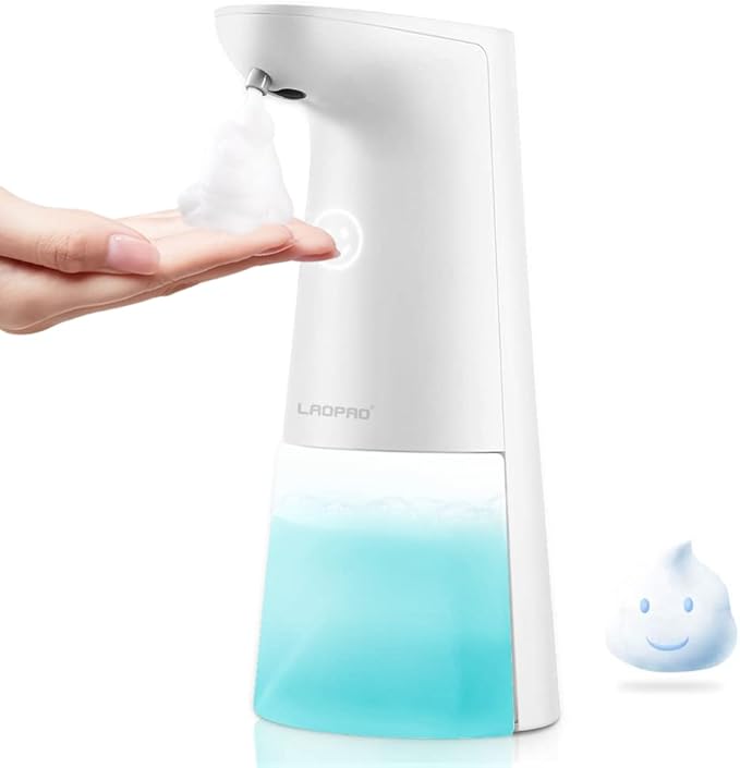 LAOPAO Automatic Hands Free Foaming Soap Dispenser, 240ml Countertop Touchless Soap Pump for Bathroom Kitchen Xmas Gift