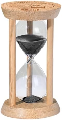 3 Minute Sand Timers, Wooden Mini Black Sand Hourglass for Classroom, 3 Min Bamboo Small Reloj De Arena for Kitchen, Office, Game, Decor