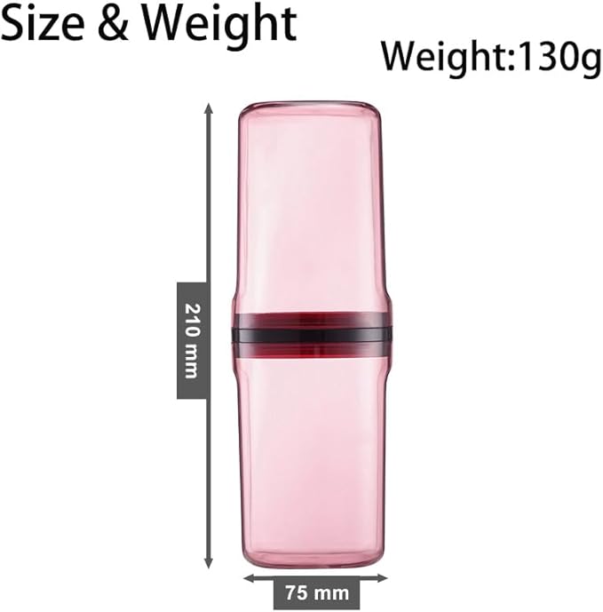 Travel Toileting Cup,Portable Mouthwash Cup,Transparent Toothbrush Cup Holder with Cover,Toiletries Toothpaste Toothbrush Storage Box Carrier Container for Travel Camping Home School Business Trip,Red