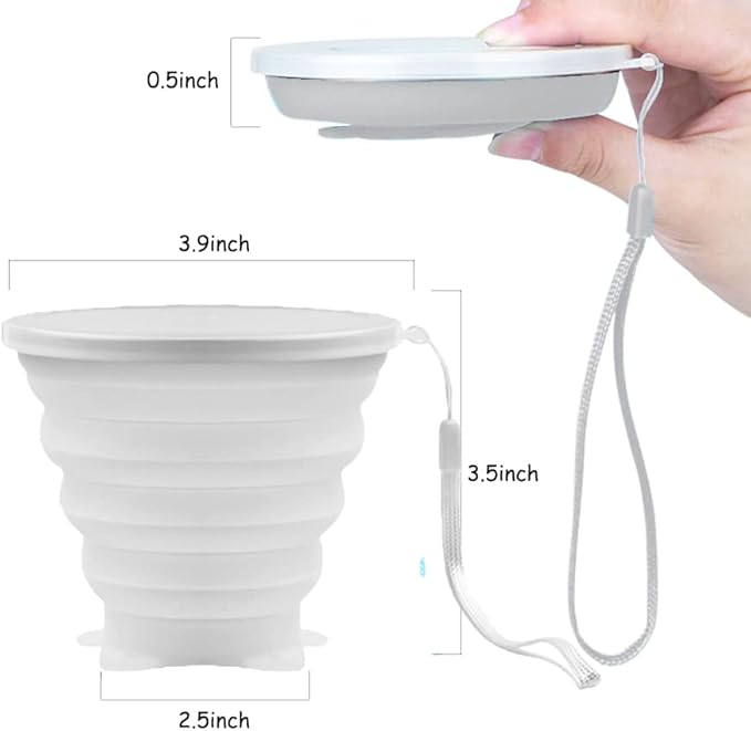 Silicone Collapsible Cups for Camping Travel,Small Portable Backpacking Camping Cup for Outdoor,Reusable Folding Travel Cup,270ml,Graduated(Transparent)