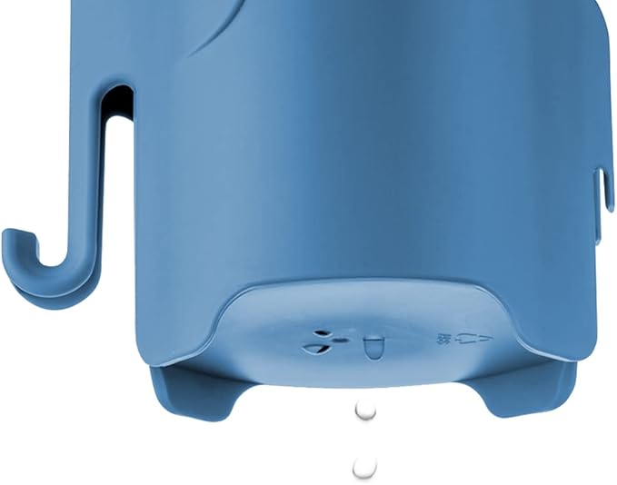 RyanLemon Elephant Toothbrush Holder for Toddler, Suction Cup Cute Toothbrush Holder for Kids, for Bathroom, with 3 Slots and 1 Hook, Sky Blue