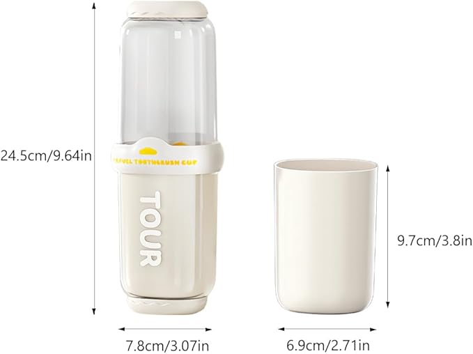 Toothbrush Travel Case, 2 pack Portable Tooth Brush and Toothpaste Holder Rinse Cup Cover Container Compact Oral Clean Tools Organizer for Camping Traveling Home School Business(White + Yellow)