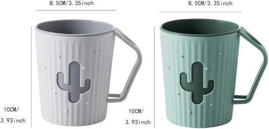 Awhale, 2pcs Children's Bathroom Mouthwash Cup, 360ML, PP Material Anti-Drop Toothbrush Cup (Green&Grey)