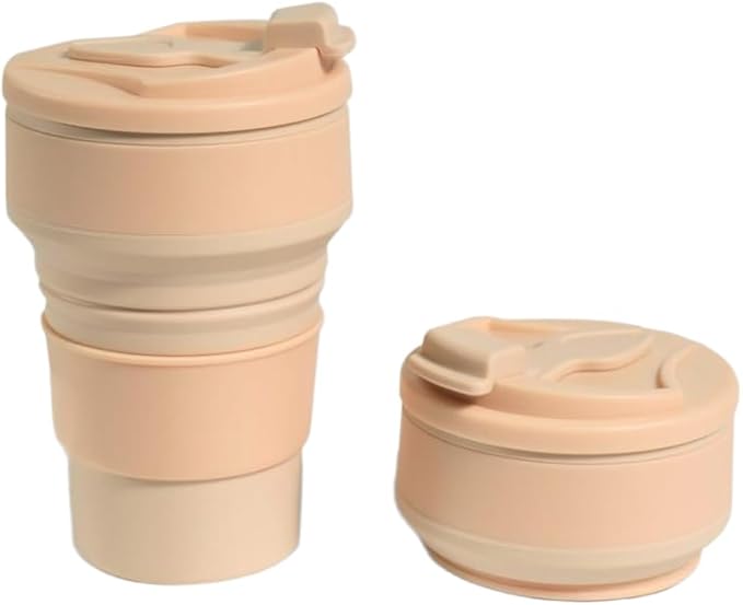 Collapsible Cup for Traveling, 12Oz Collapsible Silicone Travel Cup for Hot and Cold Drinks, Leak Proof Reusable Folding Travel Coffee Mug for Camping & Hiking, Pink