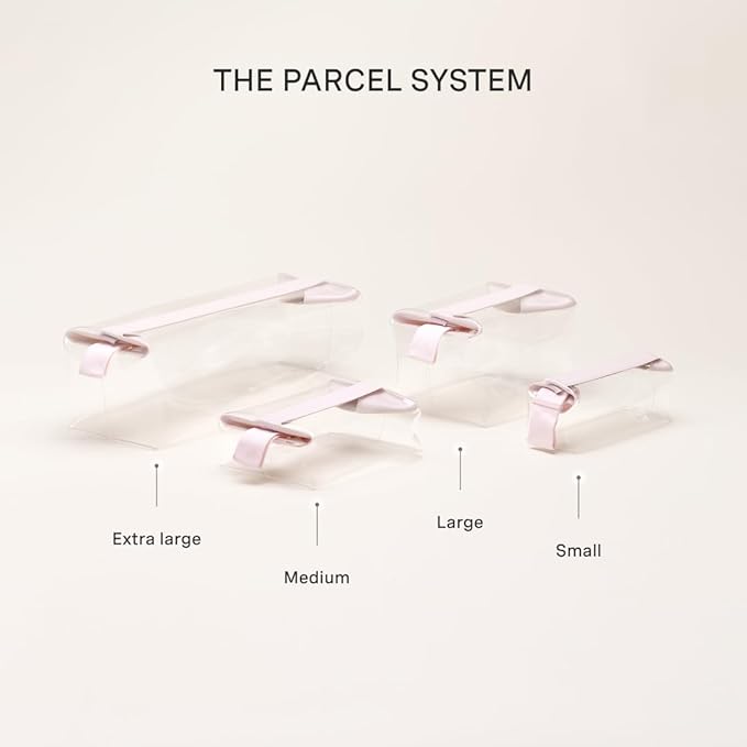 Cadence Parcel - Clear Kit with Magnetic Closure - Durable and Leak-Resistant Travel Toiletry Kit - TSA-Compliant & Modular Design - Hygiene Bag for Travel Essentials - .5 Qt - Rose