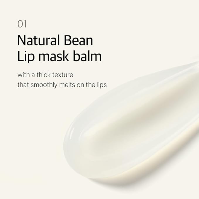 mixsoon Natural Bean Lip Mask Balm - Moisturizing and Softening Lip Care, Fermented Bean and Shea Butter, Vegan Formula for Smooth, Hydrated Lips 11g / 0.37 fl. oz. Korean Glass Skin Care