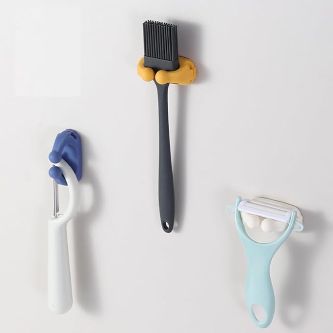 Silicone Razor Holders - 6 Pcs Hooks Adhesive Wall Mounted for Hanging Towel Key Plug Cable, Utility Decoration Hook Stick to Dorm Room Door Function for Kitchen Bathroom Home Office