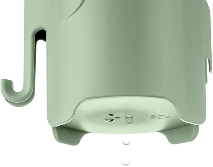 RyanLemon Elephant Toothbrush Holder for Kids,Cute Toddler Toothbrush Holder, Suction Cup Electric Toothbrush and Toothpaste Holder for Toddler with 3 Slots and a Hook for Hanging Bath Ball, Green