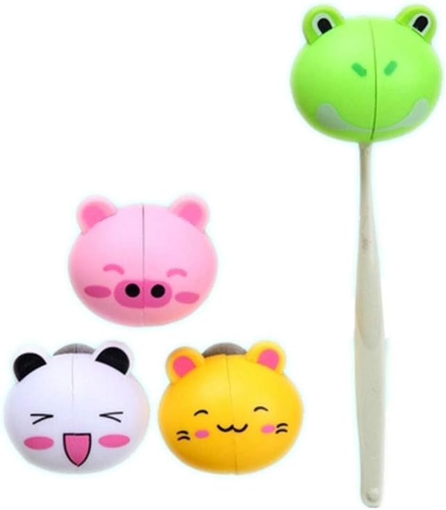 Kids Cartoon Animal for Head Shaped Toothbrush Holder Cover Two Suction Cup