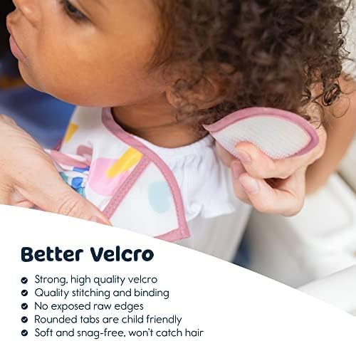 Tiny Twinkle Mess-Proof Baby Bibs for Eating | Waterproof, Wipeable Toddler Bibs with Catch-All Pocket | Feeding Bibs for Girls & Boys(3 Pack,Girl Hearts)