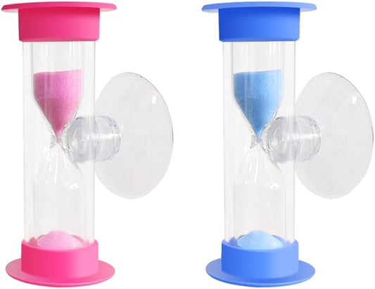 2 Minute Hourglass Sand Timer with Suction Cup，Mini Plastic Sand Clock Timer for Reminde Kids Brushing Time