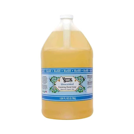 VERMONT SOAP Organics Foaming Hand Soap, Liquid Soap with Pre-diluted Formula - Ready to Use Simply Unscented Hand Soap With Convenient and Economical Gallon Refill Size
