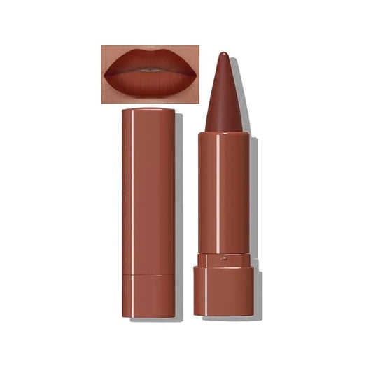 2-in-1 Gradient Dark Red Lip Liner & Lipstick, Waterproof Long Lasting Matte Lip Liner Pencil, Makeup Smudge proof lip liner with Cone Tip (08#-Wine)