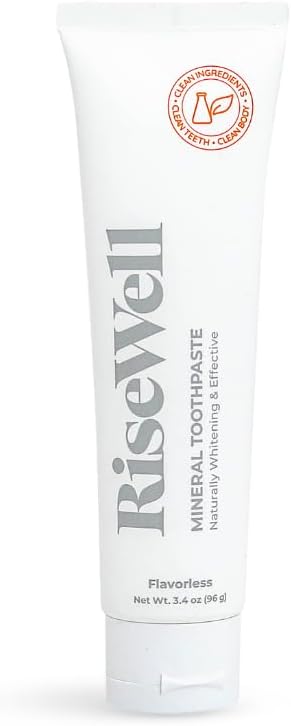 RiseWell Mineral Unflavored Toothpaste - Hydroxyapatite Flavorless Toothpaste - Made in The USA, Sensitive Teeth Whitening, No Added Fluoride, SLS-Free - Made by Dentists, 3.4 Oz