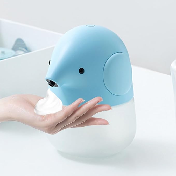 Automatic Soap Dispenser for Kids- Cute Blue Elephant Touchless Foaming Hand Soap Dispenser, Waterproof & USB Rechargeable, 13.5oz/ 400ml for Bathroom Countertop, Kitchen, Preschool Children