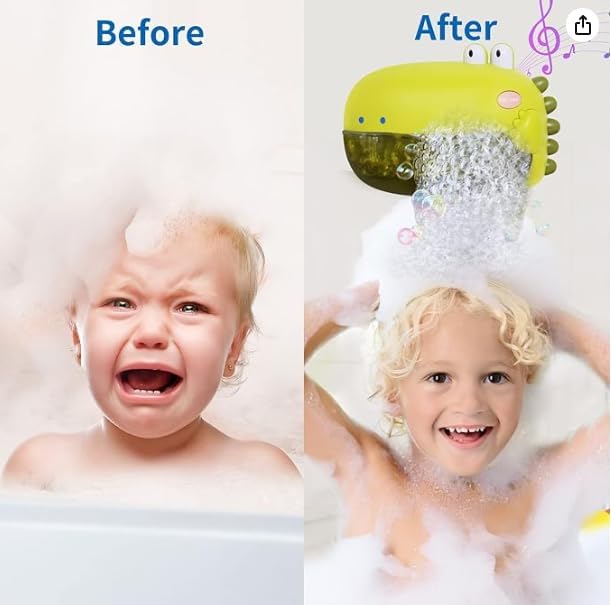 Grechi Dinosaur Bath Toys,Baby Bath Toys for The Baby Bathtub,Toddler Automatic Bubble Machine,Plays 12 Children’s Songs, Makes Great for Toddlers Age 2 3 Year Old Girl Boy