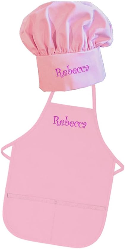 Personalized Embroidered Made In The USA - Add A Name Child Apron and Hat Set - Toddlers & Kids Sizes…