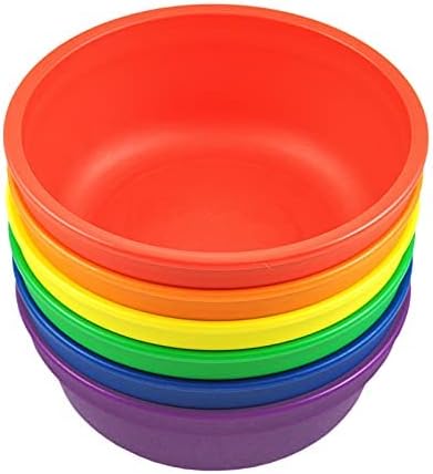 Re-Play 12 oz. Toddler Bowls Set of 6 - Kids Deep-Walled, Durable & Reusable Snack and Meal Bowls, Dishwasher & Microwave Safe, BPA-Free, Made in USA from Recycled Plastic, Crayon Box