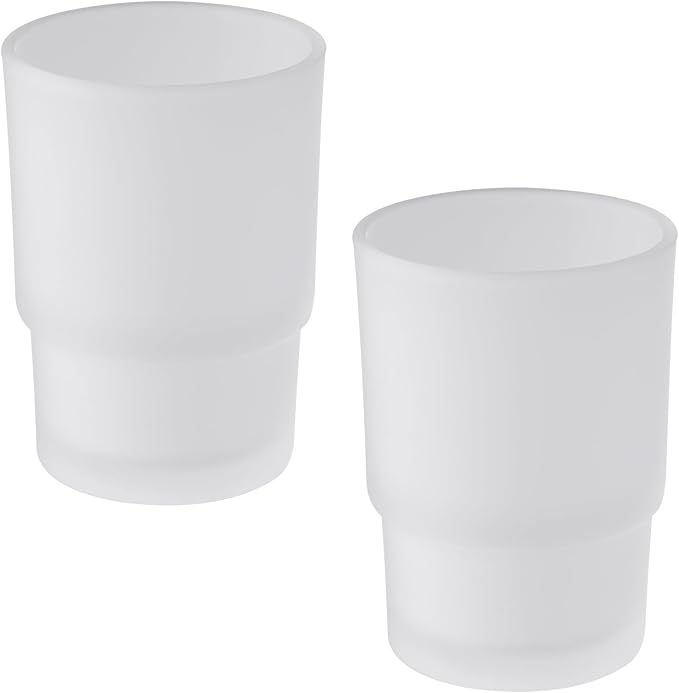 Glass Tumbler Cap 2 Pack, Aomasi Frosted Bathroom Rinsing and Mouthwash Cup, Toothbrush & Toothpaste Holder & Drinking for Glassware
