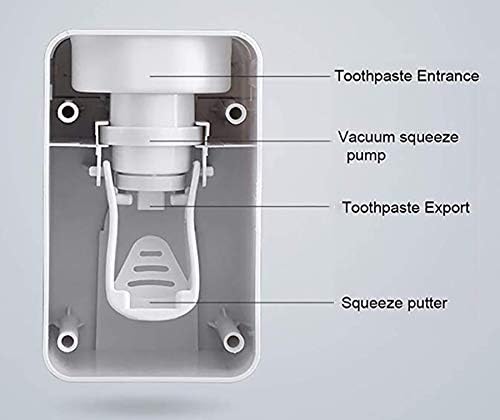 Toothpaste Dispenser, 2 PCS Automatic Toothpaste Squeezer Dispenser for Kids & Family Shower, is Wall Mount Bathroom Accessories with Super Sticky Suction Pad. (Grey-Grey)