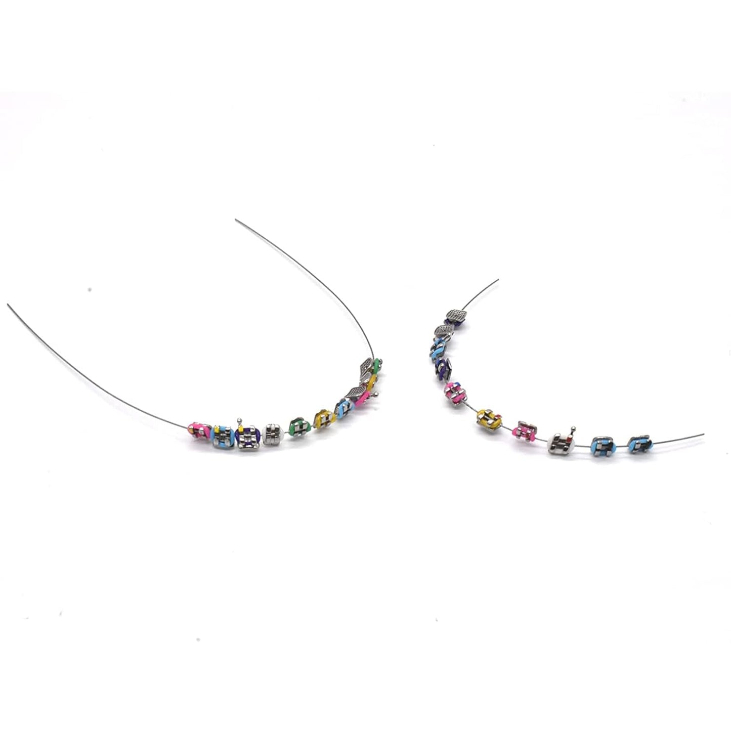 1 Pack Temporary Tooth Decoration with Metal Wires,Metal Bracket and Orthodontic Ligature Ties,Practice Props for Dental Students,Orthodontist Explain Props （ Multiple Colors）