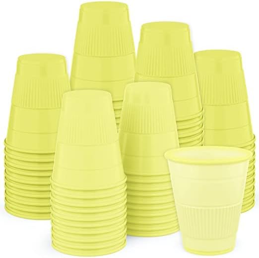 Disposable Cups | 500 Pack | 5 oz Yellow Plastic Cups, Small Bathroom Cups, Disposable Cups Small, Perfect as Medicine, Water, Rinsing, Mouthwash Cups, Party Cups, Party Tumblers | Yellow