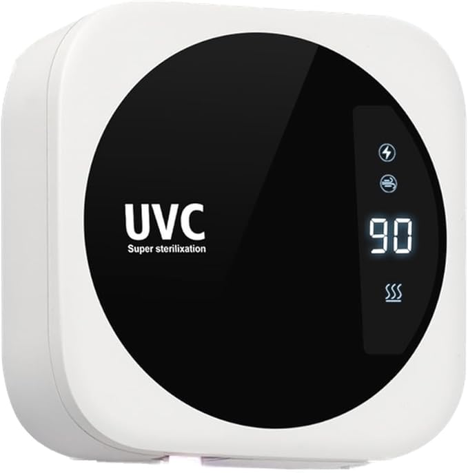 Travel Toothbrush Cleaning Case,Portable UV Toothbrush Cleaner with LED Screen,Smart Toothbrush Holder with Heating,Fan Drying and Mirror For Traveling or Business Trip & Fit All Toothbrushes - White