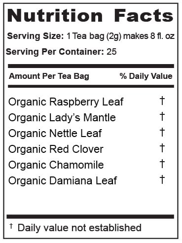 Jade Tea - Organic Women's Fertility Tea, 2 in 1 Hormone Balance Tea & Period Pain Relief - Red Raspberry Leaf, Lady’s Mantle, Red Clover, Chamomile, & Damiana Leaf, Fair Trade USA - Made in USA