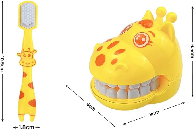 Early Education Brushing Toys, Children Role Play Toys Cute Giraffe Early Education Cartoon Tooth Brushing Toys Model Teaching Children Brushing Model for Kindergarten Kids Children