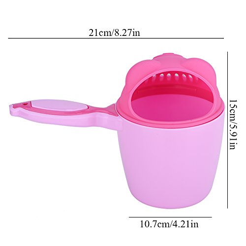 GLOGLOW (Pack of 2) Shampoo Rinse Cup Waterfall Shampoo Rinser for Kids, Multifunction Cute Washing Baby Hair Rinse Cup Safe Cartoon Shower Shampoo Bathing Flusher Protection Tool (Pink)