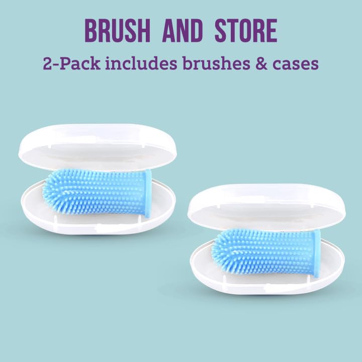 Baby Toothbrush, 360 Degree Bristle Silicone Baby Toothbrush 6 to 12 Months, and Toddler Toothbrushes 1-2, Set of 2 - Blue
