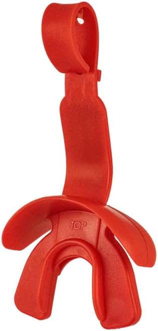 DAMAGE CONTROL Mouthguard with Permanent Helmet Strap, Youth Mouth Guard to Protect Lips & Teeth, No Boiling Pacifier, Breathable Binky Mouthpiece, Football Mouthpiece, Works with Braces (Red)