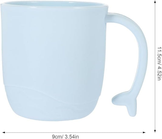 2Pcs Kids Bathroom Plastic Cups with Handles Reusable Mouthwash Tumblers for Toothbrush Holder and Drinking Use 4.5 Inch Pp Material