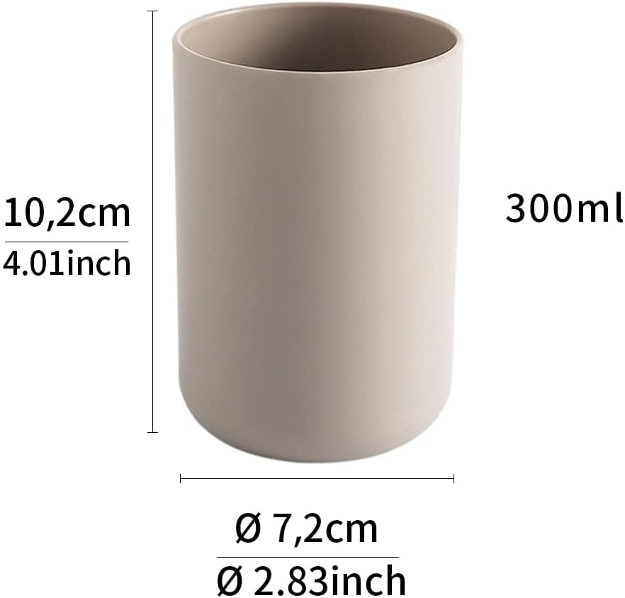 Bathroom Tumblers 2Pcs, Mouthwash Cup, Toothbrush Holders, Drink Mug, Pen Holder, Unbreakable Dishwasher Safe, 10fl.oz(300ml)/Pcs (Brown & Brown)