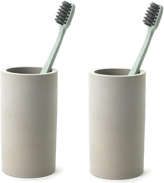 2 Pack Toothbrush Holder Set Diatomite Toothbrush Cup, Water Absorption Fast Drying Bathroom Toothbrush Organizer for Electric Toothbrush Toothpaste Razor Makeup Brush (Light Grey)