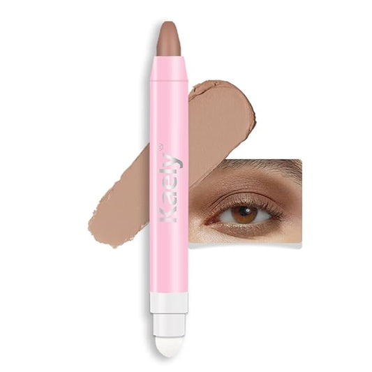 2-in-1 Cream Eyeshadow & Highlighter Stick, Waterproof Light Brown Matte Eye Shadow Pencil for Women, Long-Lasting Pigmented Makeup, sombras para ojos 25